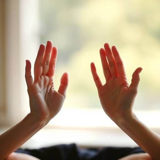 Close-up of hands in a meditative pose