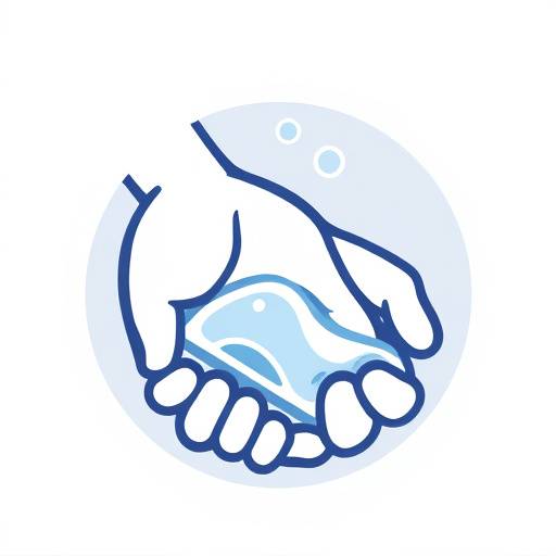 Icon of hands being washed, representing hygiene