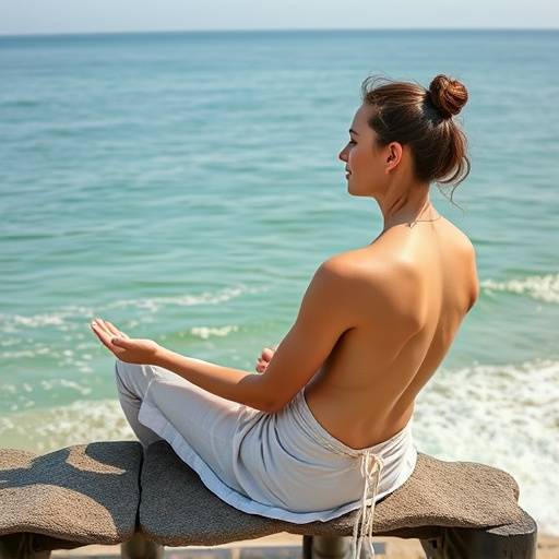 Person lying down and relaxing, performing progressive muscle relaxation